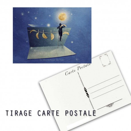 Carte postale humoristique lune, les tout petits métiers