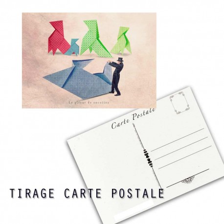 Carte postale humoristique cocotte en papier, les tout petits métiers