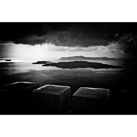 photo de Santorin, photographie artistique noir et blanc