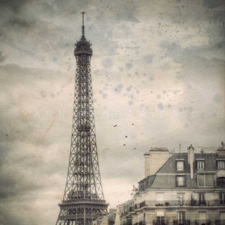 photo de la Tour Eiffel à paris, Dans la brume de Paris, photographie artistique noir et blanc